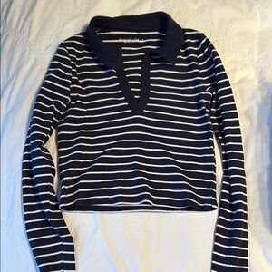 Navy and White Striped Long Sleeve Top